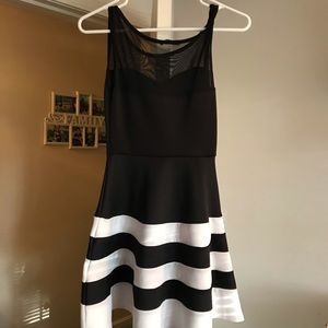 Little black and white striped dress